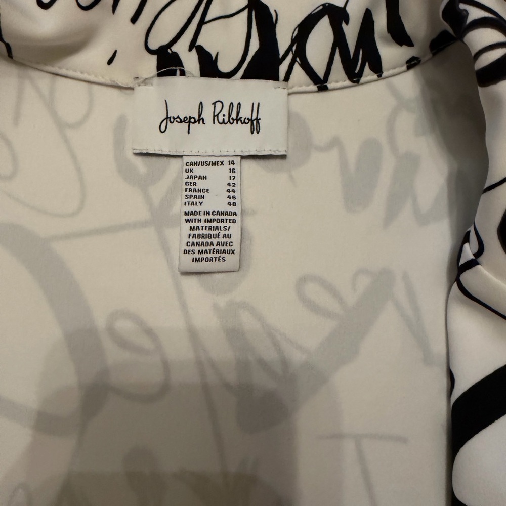 Joseph Ribkoff Black and White Script Blazer - Picture 3 of 6